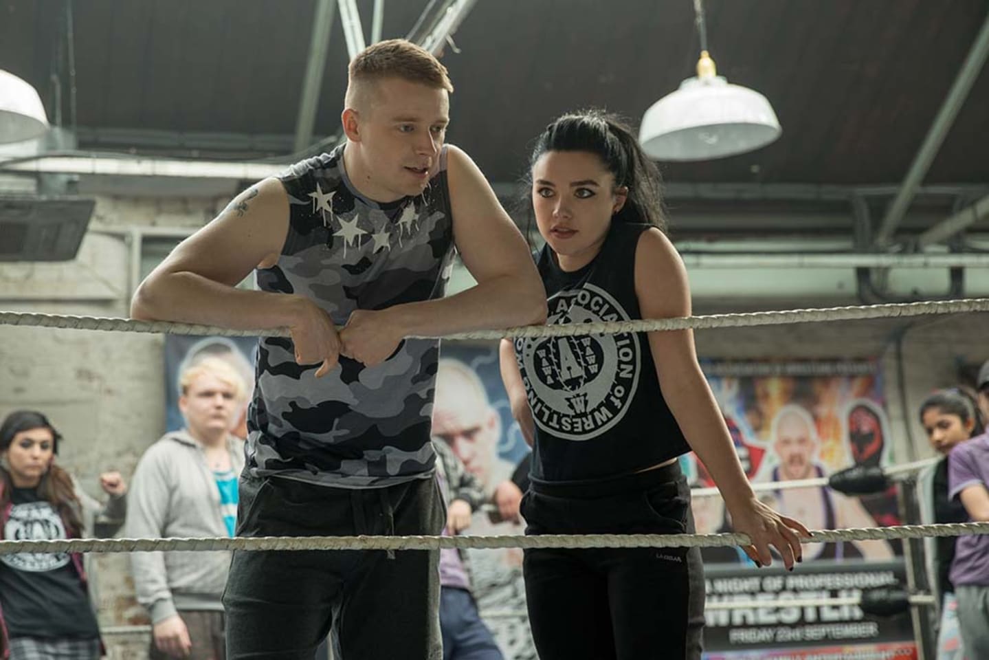 Jack Lowden and Florence Pugh in 'Fighting With My Family'